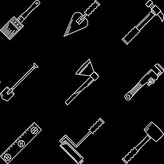 Image showing White contour vector icons for hand tools