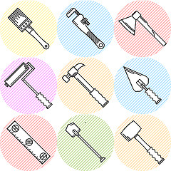 Image showing Stylish vector icons for woodwork tools