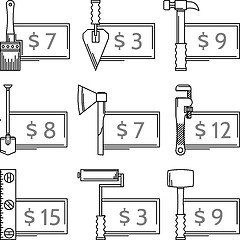 Image showing Contour vector icons for hand tools store