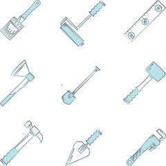 Image showing Blue vector icons for woodwork hand tools