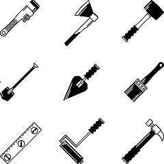 Image showing Black vector icons for woodwork tools