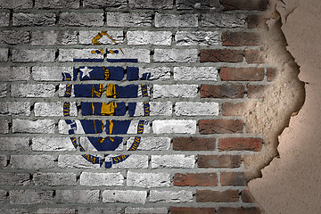 Image showing Dark brick wall with plaster - Massachusetts