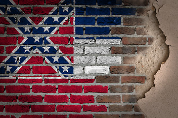 Image showing Dark brick wall with plaster - Mississippi