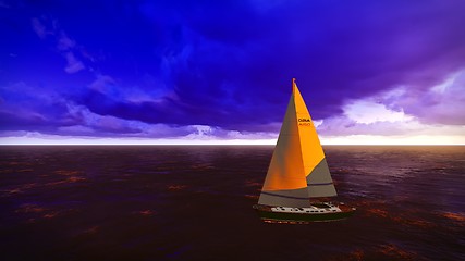 Image showing Yachting along  shore