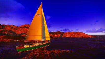 Image showing Yachting along  shore