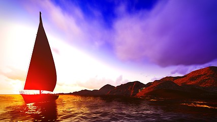 Image showing Yachting along  shore