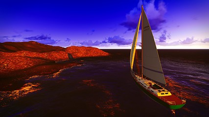 Image showing Yachting along  shore