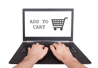 Image showing Man working on laptop, add to cart