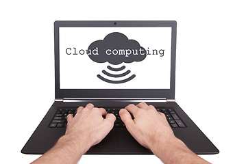 Image showing Man working on laptop, cloud computing