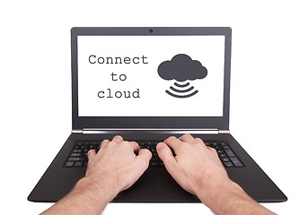 Image showing Man working on laptop, cloud computing