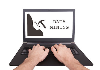 Image showing Man working on laptop, data mining