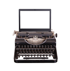 Image showing Typewriter with modern laptop screen