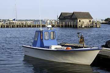 Image showing fishing boat in bay harbor marina Montauk New York USA the Hampt