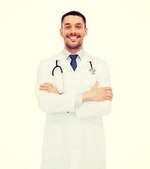 Image showing smiling male doctor with stethoscope