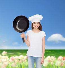 Image showing smiling little girl in white blank t-shirt