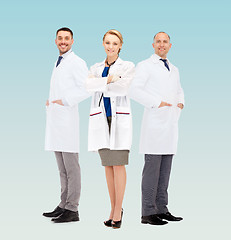 Image showing group of smiling doctors in white coats