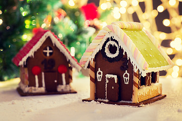 Image showing closeup of beautiful gingerbread house at home