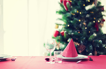 Image showing room with christmas tree and decorated table