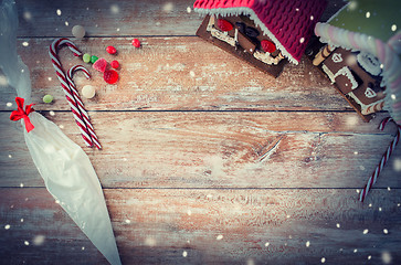 Image showing closeup of beautiful gingerbread houses at home