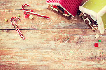 Image showing closeup of beautiful gingerbread houses at home