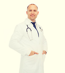 Image showing smiling male doctor with stethoscope