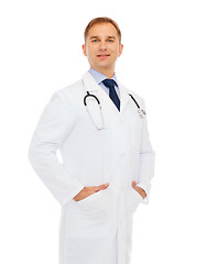 Image showing smiling male doctor with stethoscope