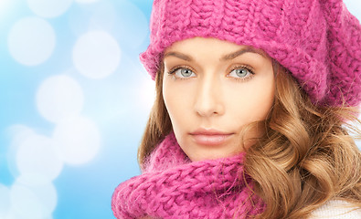 Image showing close up of young woman in winter clothes