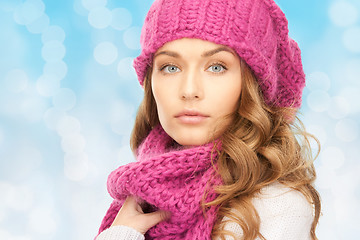 Image showing close up of young woman in winter clothes