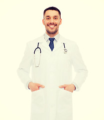 Image showing smiling male doctor with stethoscope