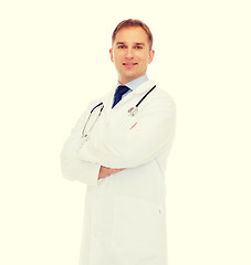 Image showing smiling male doctor with stethoscope