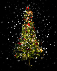 Image showing beautiful decorated and illuminated christmas tree