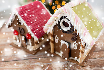 Image showing closeup of beautiful gingerbread houses at home