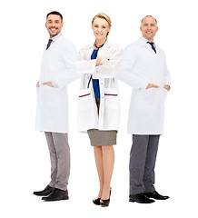 Image showing group of smiling doctors in white coats