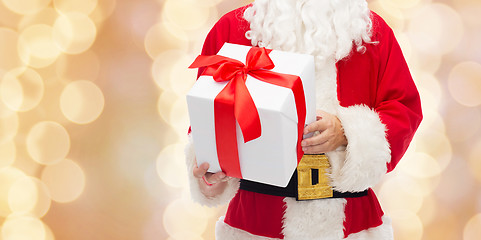 Image showing close up of santa claus with gift box