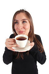 Image showing Woman enjoying tea