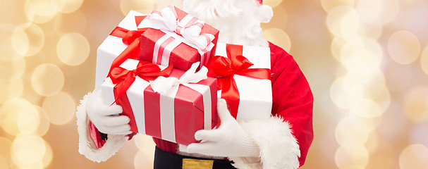 Image showing close up of santa claus with gift box