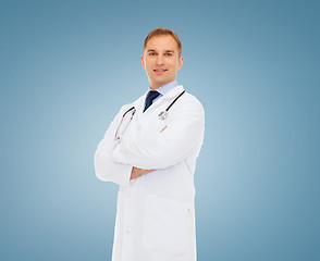 Image showing smiling male doctor with stethoscope