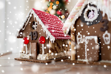 Image showing closeup of beautiful gingerbread houses at home