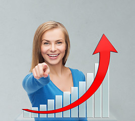 Image showing smiling young businesswoman pointing at you