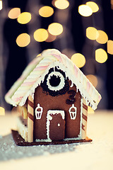 Image showing closeup of beautiful gingerbread house at home