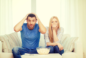 Image showing upset couple after sports team loss