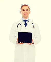 Image showing smiling male doctor with tablet pc