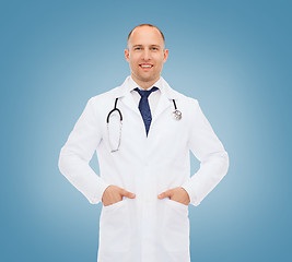 Image showing smiling male doctor with stethoscope