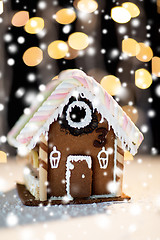 Image showing closeup of beautiful gingerbread house at home