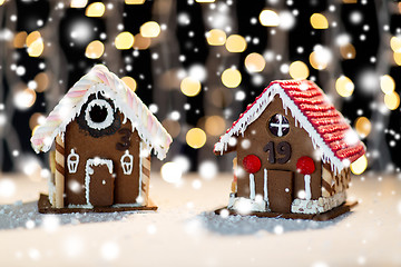 Image showing closeup of beautiful gingerbread houses at home