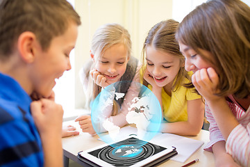 Image showing group of school kids with tablet pc in classroom