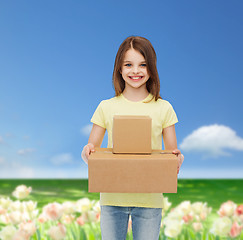 Image showing smiling little girl in white blank t-shirt