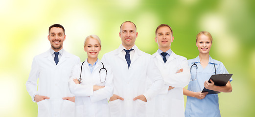 Image showing group of doctors with stethoscopes and clipboard