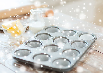 Image showing close up of empty muffins molds