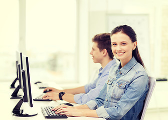 Image showing two smiling students in computer class